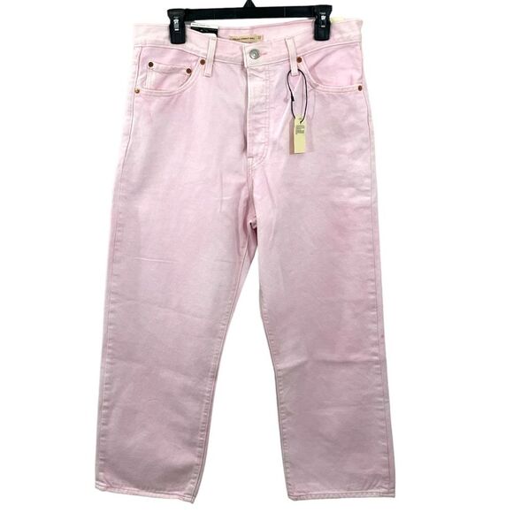 NWT Levi's Premium Jeans Size 32 x 27 Pink Ribcage Straight Ankle Tie Dye‎ - Picture 3 of 14
